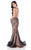 Terani Couture - Beautiful Bedazzled Illusion Neck Mermaid Gown 1622GL1981 In Black and Silver