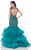Terani Couture - Ostentatious V-Neck Ruffled Mermaid Gown 1622GL1990 In Blue and Green