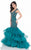 Terani Couture - Ostentatious V-Neck Ruffled Mermaid Gown 1622GL1990 In Blue and Green