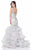 Terani Couture - Embellished Illusion Neckline Ruffle Mermaid Gown 1622GL1991 In Silver