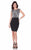 Terani Couture - 1623C1381 Beaded Bateau Neck Cap Sleeves Short Dress In Black and White