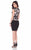 Terani Couture - 1623C1389 Beaded Lace V Neck Cap Sleeves Short Dress In Black and Pink