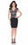 Terani Couture - 1623C1389 Beaded Lace V Neck Cap Sleeves Short Dress In Black and Pink