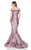 Terani Couture - Bedazzled Off-Shoulder Floral Brocade Gown 1623M1833 In Rose Taupe