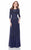 Terani Couture - Quarter Sleeve Shimmering Long Gown 1623M1860 In Blue