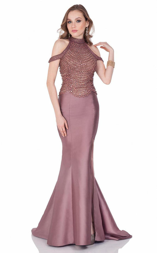 Terani Couture - Ornate Off-Shoulder Mermaid Gown 1623M1874 In Pink