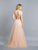 Dave & Johnny - Corset Bodice Plunging V-Neck A-line Dress A7290  In Nude
