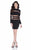 Terani Couture - Dazzling Illusion Striped Long Sleeve Cocktail Dress 1622H1113 In Black