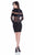 Terani Couture - Dazzling Illusion Striped Long Sleeve Cocktail Dress 1622H1113 In Black