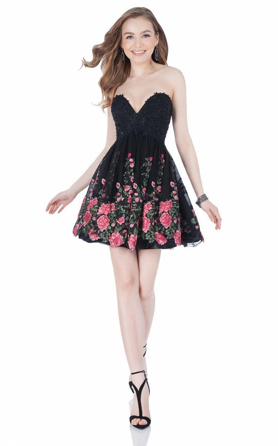 Terani Couture - Charmed Floral Dream Dress 1625H1198 In Black and Multi-Color