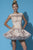 Lace Embellished Cap Sleeves Tulle Flare Skirt 88259