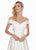 Ashley Lauren - 1343 Surplice Off Shoulder Satin Ball Gown In White