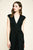 Tadashi Shoji - Draped-Knot Plunging V-neck Cap Sleeve Sheath Dress In Black