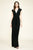 Tadashi Shoji - Draped-Knot Plunging V-neck Cap Sleeve Sheath Dress In Black