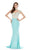 Angela & Alison - 62052 Illusion High Neck Beaded Gown In Blue