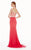 Angela & Alison - 62052 Illusion High Neck Beaded Gown In Pink