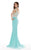 Angela & Alison - 62052 Illusion High Neck Beaded Gown In Blue