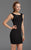 Clarisse - 359 Fitted Beaded Neck Mini Dress in Black