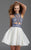 Clarisse - 2922 Beaded Cutout Detail Cocktail Dress in White and Blue