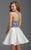 Clarisse - 2922 Beaded Cutout Detail Cocktail Dress in White and Blue