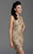Clarisse - 2928 Gold Beaded Jewel Neck Sheath Dress in Neutral and Gold
