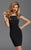Clarisse - 2939 Sheer Black Beaded Cocktail Dress in Black