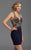 Clarisse - 2941 Floral Beaded Mini Dress in Blue and Neutral