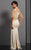 Clarisse - 6302 Fitted Capelet Evening Gown in Neutral and Gold