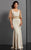 Clarisse - 6302 Fitted Capelet Evening Gown in Neutral and Gold