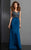 Clarisse - 6317 Embellished V-neck Dress in Blue and Gray