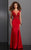 Clarisse - 6324 Embellished Illusion Bateau Dress in Red