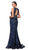 Eureka Fashion - 7335 Sequined Mesh Bateau Mermaid Dress in Blue