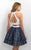 Blush - Two-Piece Beaded and Printed A-line Dress 11184 In White and Blue