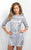 Blush - C351 Sequined Quarter Length Sleeve Cocktail Dress In Silver