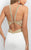 Blush - C361 Sleeveless Beaded Halter Sheath Cocktail Dress In White and Gold