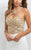 Blush - C361 Sleeveless Beaded Halter Sheath Cocktail Dress In White and Gold