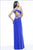7348 Plunging V-Neck Cutout Mesh Gown