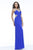 7348 Plunging V-Neck Cutout Mesh Gown