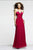 7348 Plunging V-Neck Cutout Mesh Gown