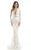 Johnathan Kayne - Sequined Plunging V-neck Mermaid Gown 6113 In White and Neutral