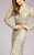 Mac Duggal Couture - 4316D Sequined Mesh Lace Gown in Silver and Gold