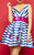 Mac Duggal - 30329C Striped Floral Cocktail Dress In Blue and Multi-Color