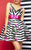 Mac Duggal - 30329C Striped Floral Cocktail Dress In Black and Multi-Color
