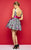 Mac Duggal - 30329C Striped Floral Cocktail Dress In Black and Multi-Color