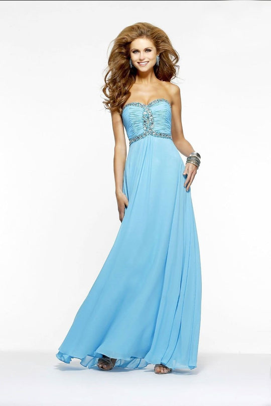 7366 Crystal-Crusted Keyhole Chiffon Gown