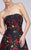 Mac Duggal - 25263L Strapless Rose Print Dress In Black and Red