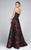 Mac Duggal - 25263L Strapless Rose Print Dress In Black and Red