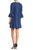 Nina Leonard - L6832B Balloon Hem Quarter Length Sleeve Shift Dress In Blue