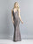 Dave & Johnny - A7383 Two Tone Plunging V-neck Trumpet Dress In Gray and Silver