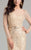 Lara Dresses - 32953 Beaded Long Sleeves Sheath Long Dress In Neutral
